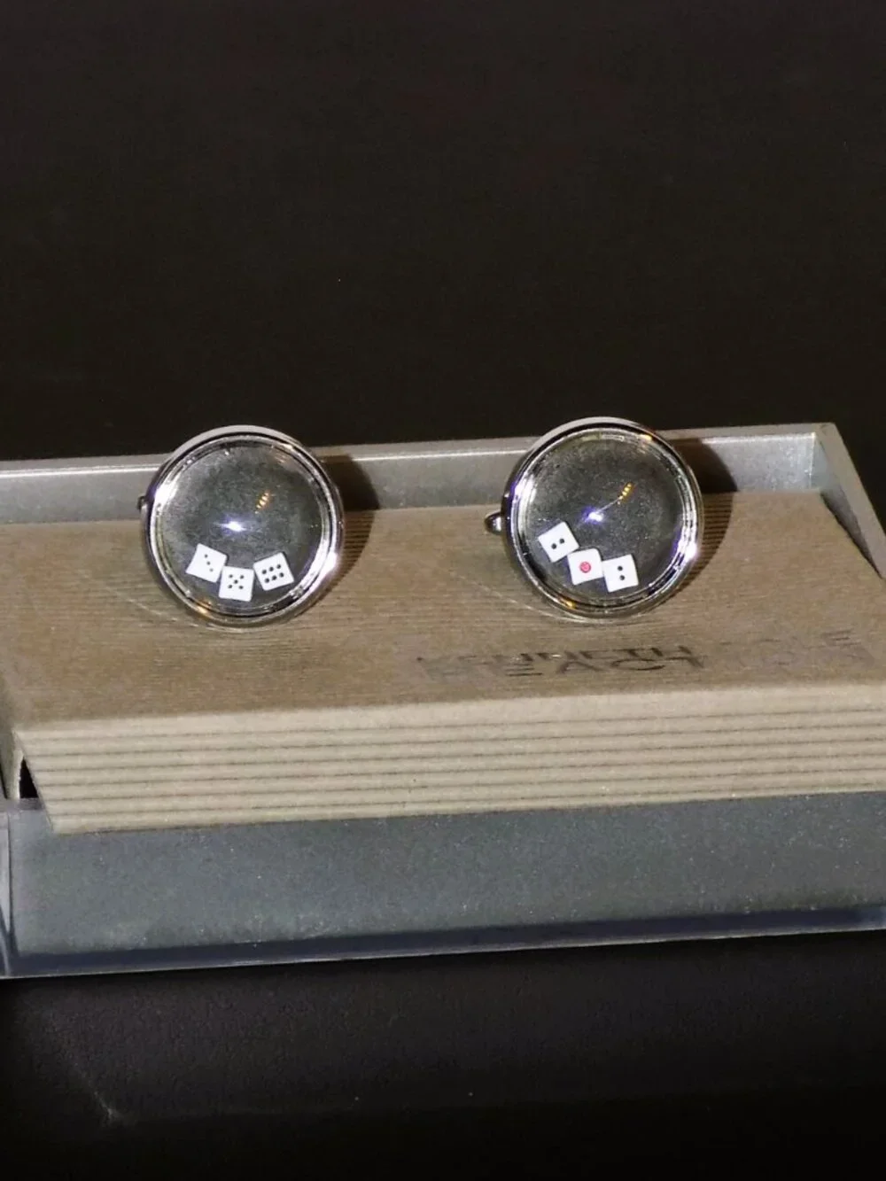 Vintage Kenneth Cole Reaction Novelty Cufflinks Mini Floating Dice in Globes